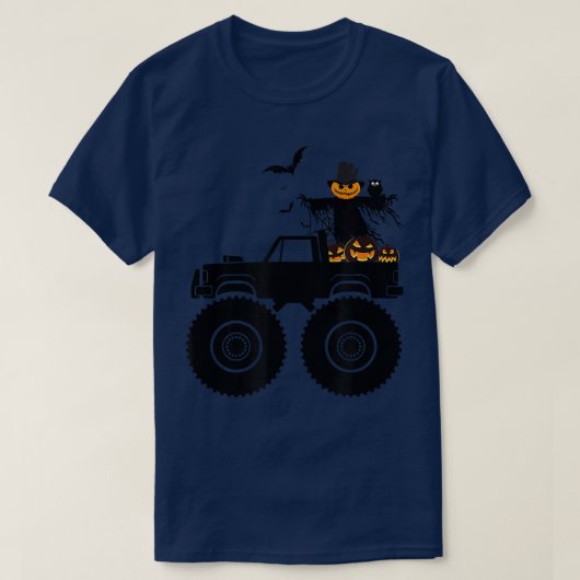 ハロウィーントラッククラッシュカボチャこうもり不気味ボーイズキッド Tシャツ (デザイン正面)