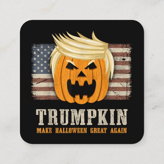 ハロウィーントランプキンヴィンテージ米国旗おもしろい スクエア名刺 (裏面)