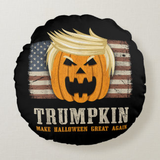 ハロウィーントランプキンヴィンテージ米国旗おもしろい ラウンドクッション