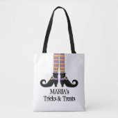 ハロウィーントリックまたはお洒落魔女の靴を扱う トートバッグ (正面)