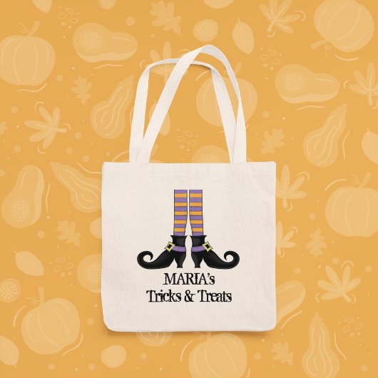 ハロウィーントリックまたはお洒落魔女の靴を扱う トートバッグ