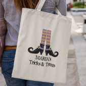 ハロウィーントリックまたはお洒落魔女の靴を扱う トートバッグ