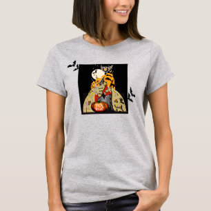 ハロウィーントリックまたはウィッチTシャツを扱う Tシャツ