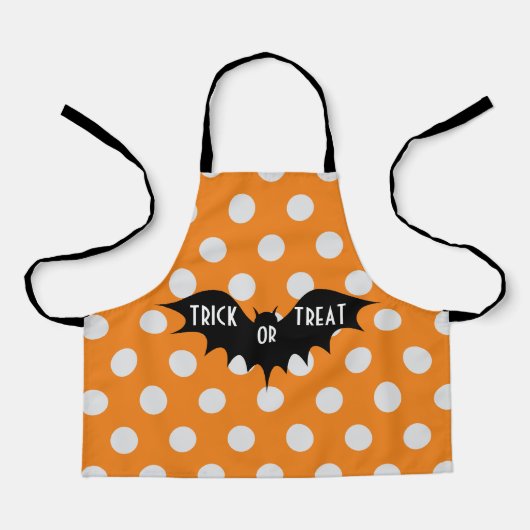 ハロウィーントリックまたはオレンジの水玉模様を扱う エプロン (正面)