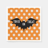 ハロウィーントリックまたはオレンジの水玉模様を扱う スタンダードカクテルナプキン (正面)