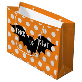 ハロウィーントリックまたはオレンジの水玉模様を扱う ラージペーパーバッグ