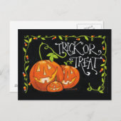 ハロウィーントリックまたはカボチャとキャンディーコーンを治療 ポストカード (正面/裏面)