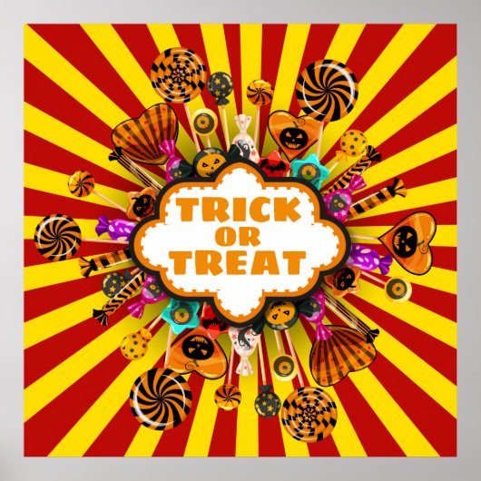 ハロウィーントリックまたはキャンディとスイーツを扱う。秋 ポスター (正面)