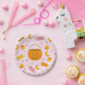 ハロウィーントリックまたはキャンディを扱う（ピンク） ペーパープレート (パーティー)