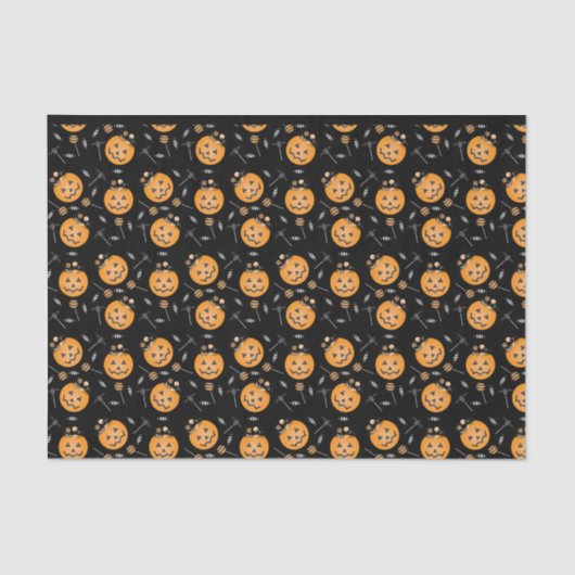 ハロウィーントリックまたはキャンディバケットパターンを処理 薄葉紙 (正面)