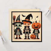 ハロウィーントリックまたはトリーターレトロ カード (正面/裏面インサイチュ)