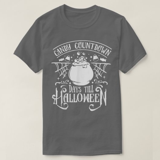 ハロウィーントリックまたはトリートまでキャンディカウントダウン日 Tシャツ (デザイン正面)