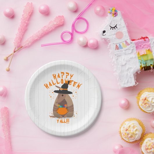 ハロウィーントリックまたはトリートアルマジロ魔女テキサス州 ペーパープレート (パーティー)
