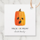 ハロウィーントリックまたはトリートウォーターカラーパンプキンキッズ フェイバータグ (裏面)