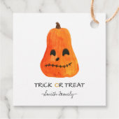 ハロウィーントリックまたはトリートウォーターカラーパンプキンキッズ フェイバータグ (裏面)