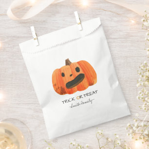 ハロウィーントリックまたはトリートウォーターカラーパンプキン フェイバーバッグ