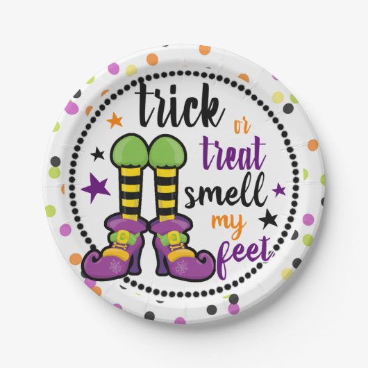 ハロウィーントリックまたはトリートオイ私の足パーティー ペーパープレート (正面)