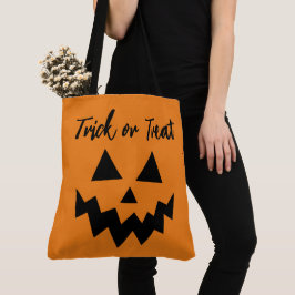 ハロウィーントリックまたはトリートオレンジカボチャ顔 トートバッグ