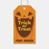 ハロウィーントリックまたはトリートカボチャ不気味顔レトロ ギフトタグ (裏面)
