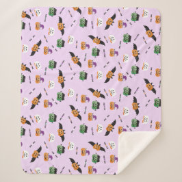 ハロウィーントリックまたはトリートカボチャ模様パープル シェルパブランケット