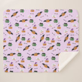 ハロウィーントリックまたはトリートカボチャ模様パープル シェルパブランケット (正面(横))