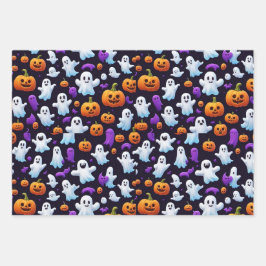 ハロウィーントリックまたはトリートカボチャboo幽霊ブラック ラッピングペーパーシート