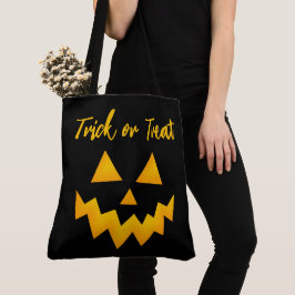 ハロウィーントリックまたはトリートカボ白熱［赤熱］光を放つンプキン顔 トートバッグ