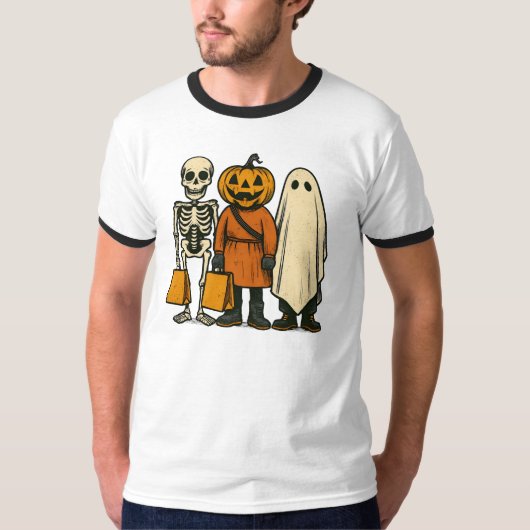 ハロウィーントリックまたはトリートクルー Tシャツ (正面)