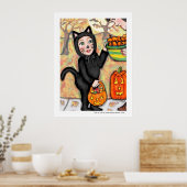 ハロウィーントリックまたはトリートコスチューム猫アートポスター ポスター (キッチン)