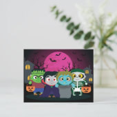 ハロウィーントリックまたはトリートチルドレンズホリディポストカード シーズンポストカード (スタンド正面)
