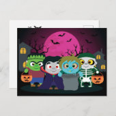 ハロウィーントリックまたはトリートチルドレンズホリディポストカード シーズンポストカード (正面/裏面)
