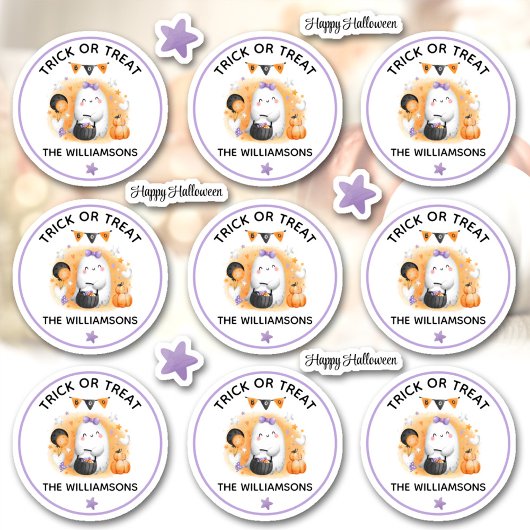 ハロウィーントリックまたはトリートネームガールキスカット シール