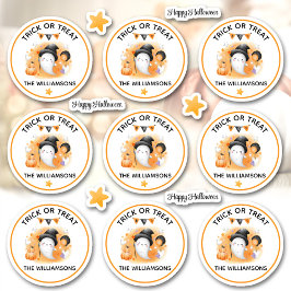 ハロウィーントリックまたはトリートネームブー幽霊キスカット シール