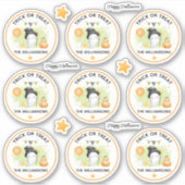 ハロウィーントリックまたはトリートネーム幽霊キスカット シール (正面)