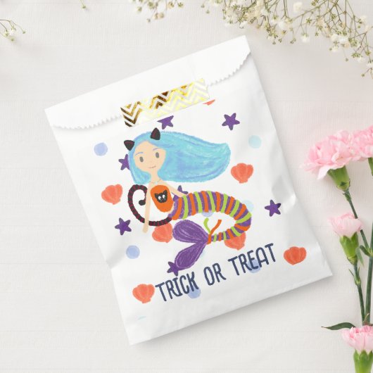 ハロウィーントリックまたはトリートパステルマーメイドキャット フェイバーバッグ (封をした状態)