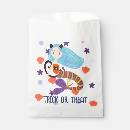 ハロウィーントリックまたはトリートパステルマーメイドキャット フェイバーバッグ (正面)