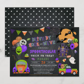 ハロウィーントリックまたはトリートパレードでドライブ 招待状 (正面/裏面)