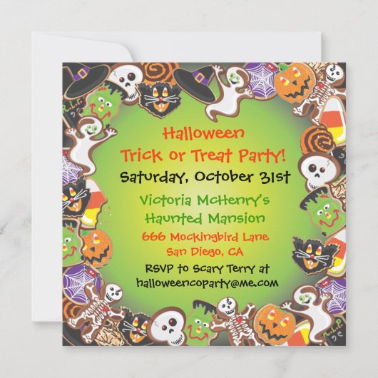 ハロウィーントリックまたはトリートパーティの招待状 招待状 (正面)