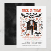 ハロウィーントリックまたはトリートパーティの招待状 招待状 (正面/裏面)