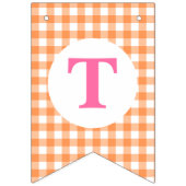 ハロウィーントリックまたはトリートピンクカボチャとプレイド バンティングフラッグ (第2の旗)