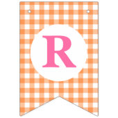 ハロウィーントリックまたはトリートピンクカボチャとプレイド バンティングフラッグ (第3の旗)