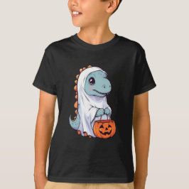 ハロウィーントリックまたはトリート恐竜Tレックス幽霊 Tシャツ