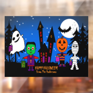 ハロウィーントリックまたはトレーターのウィンドウにしがみつく ウィンドウサイン