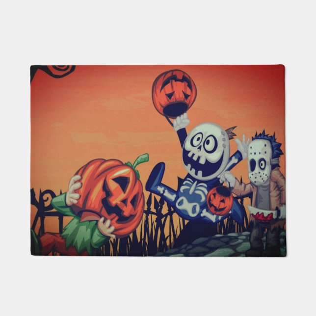 ハロウィーントリックまたはトレーター ドアマット (正面)