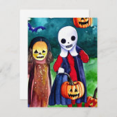 ハロウィーントリックまたはトレーター ノートカード (正面/裏面)