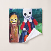 ハロウィーントリックまたはトレーター バスタオルセット (ウォッシュタオル)