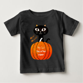 ハロウィーントリックまたはブラックブキャットカボチャの治療 ベビーTシャツ