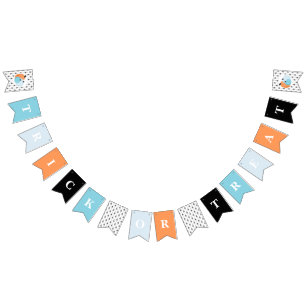 ハロウィーントリックまたはブルーカボチャとクモを治療 バンティングフラッグ