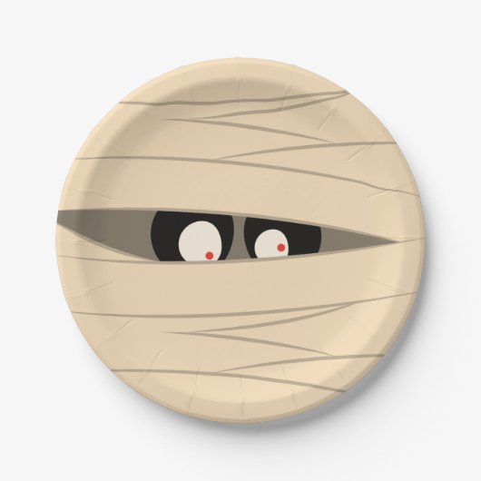 ハロウィーントリックまたは可愛いママの目を扱う ペーパープレート (正面)