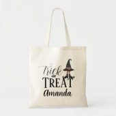 ハロウィーントリックまたは可愛い魔女シューズハットを治療 トートバッグ (正面)